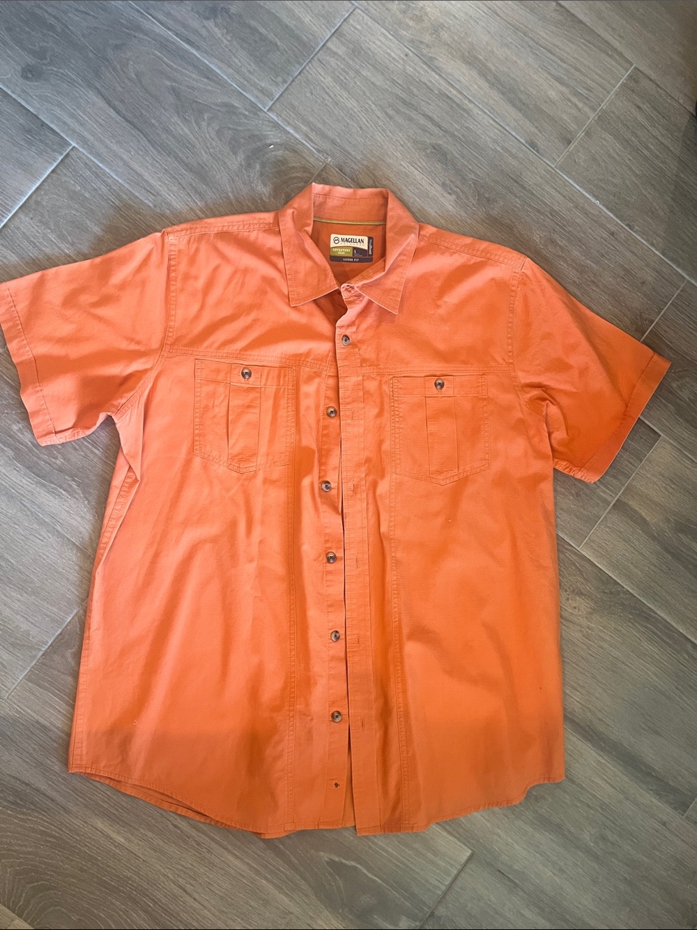 Magellan Outdoors Men’s Short-Sleeve Button-Down Shirt - Orange